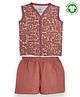 The Boo Boo Club 100% Cotton Muslin Sleeveless Bear Printed Shirt & Shorts Set - Brown