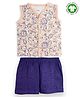 The Boo Boo Club 100% Cotton Muslin Sleeveless Baby Animals Printed Shirt & Shorts Set - Tan