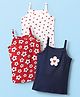 Babyhug 100% Cotton Singlet Floral & Heart Printed Slips Pack of 3 - White Red & Navy Blue