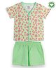 The Boo Boo Club 100% Cotton Muslin Half Sleeves Lemon Printed Shirt & Shorts Set - Lime Green