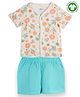 The Boo Boo Club 100% Cotton Muslin Half Sleeves Space Theme Printed Shirt & Shorts Set - Off White