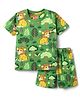 Babyhug Cotton Knit Half Sleeves Co-ords Shorts Night Suit With Lion Print - Green