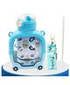 New Pinch Cartoon Bear Kids Water Bottle Cute Plastic Water Bottle with Straw Large Capacity Portable  for Children- Pack of 1- Color May Vary - 1000 ml