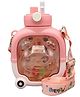 New Pinch Cartoon Bear Kids Water Bottle Cute Plastic Water Bottle with Straw Large Capacity Portable  for Children- Pack of 1- Color May Vary - 1000 ml
