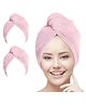 Ambra Linens Super Absorbent Hair Towel Wrap for Women-Quick Drying Microfiber Hair Turban with Elastic Loop and Button Closure-Salon Quality Hair Drying Bathrobe 320 GSM Pack of 2 (Light Purple)