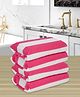 Ambra Linens Quick Dry Super Absorbent Microfiber Stripes Bath Towel for Men and Women Soft Coral Towel 340 GSM (Pack of 4)