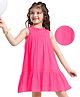 Hola Bonita Crinkle Rayon Woven Sleeveless Solid Frock With Schiffli Detailing - Fuchsia