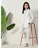 Bella Moda Cotton Full Sleeves Floral Embroidered Coordinating Shirt Style Top & Pant Set - White