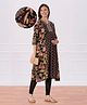Bella Mama Viscose Woven Three Fourth Sleeves Maternity Kurta With Highlighted Neck & Floral Print - Black