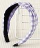 Pine KIds Hair Bands Knot Design with Checks Print - Purple &  White