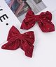 Pine Kids Free Size Bow & Butterfly Clips With Rhinestone Detailing Pack of 2 - Dark Red