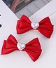 Pine Kids  Pearls Embellished Bow & Butterfly Clips Pack of 2 Free Size - Dark Red