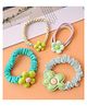 Babyhug Free Size Rubber Bands & Scrunchies With Floral Applique Pack of 4 - Blue and Green