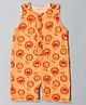 Mama & Peaches 100% Cotton Muslin Sleeveless Lions Printed Double Layered Romper - Orange