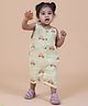 Mama & Peaches 100% Cotton Muslin Sleeveless Car Printed Double Layered Romper - Yellow