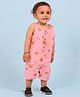 Mama & Peaches Muslin Sleeveless Sea Life Printed Double Layered Romper - Pink