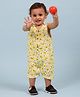 Mama & Peaches Muslin Sleeveless Fruits Printed Double Layered Romper - Yellow