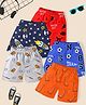 KUCHIPOO Cotton Blend Pack Of 5 Space Theme & Dinosaur Printed Shorts - Multi Colour