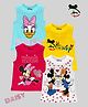 KUCHIPOO Cotton Blend Pack Of 4 Sleeveless Mickey & Friends Featuring Characters Printed Tees - Magenta Yellow White & Blue