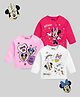 KUCHIPOO Cotton Blend Mickey & Friends Featuring Pack Of 3 Full Sleeves Characters Printed Tees - Pink White & Magenta