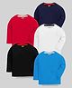 KUCHIPOO Cotton Blend Pack Of 5 Full Sleeves Solid Tees - Red Blue Black White & Navy Blue