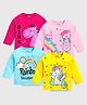 KUCHIPOO Cotton Blend Mickey & Friends Featuring Pack Of 4 Full Sleeves Characters Rainbow & Unicorn Printed Tees - Yellow Pink Sky Blue & Magenta