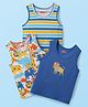 Babyhug 100% Cotton Sleeveless Animal Printed & Striped Sando Pack Of 3 -Orange Navy Blue & Yellow