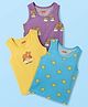 Babyhug 100% Cotton Sleeveless Teddy & Star Printed Sando Pack Of 3 -Purple Yellow & Blue