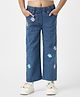 Nauti Nati Cotton Denim Floral Embroidered Jeans - Blue