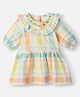 Nauti Nati Full Puffed Sleeves Checked Dress - Orange