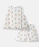 Nauti Nati Cotton Woven Knit Sleeveless Floral Printed Coordinating Top & Shorts Set - White