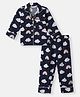 Nauti Nati Rayon Woven Knit Full Sleeves Rainbow & Clouds Printed Coordinating Night Suit Set - Navy Blue