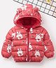 Mark & Mia Full Sleeves Hooded Padded Jacket With Bunny Print - Red