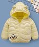 Mark & Mia Woven Full Sleeves Hooded Padded Jacket With Animal Print & Ear Applique - Yellow