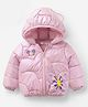 Mark & Mia Full Sleeves Butterfly Printed Padded Hooded Jacket With Applique - Pink