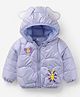 Mark & Mia Full Sleeves  Butterfly Printed Padded Hooded Jacket With Applique - Light Blue