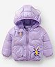 Mark & Mia Full Sleeves Butterfly Printed Padded Hooded Jacket With Applique - Purple