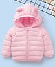 Mark & Mia Full Sleeves Solid Hooded Padded Jacket With Ear Applique - Pink