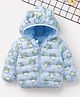 Mark & Mia Full Sleeves Hooded Padded Jacket With Bird Print - Light Blue