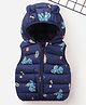 Mark & Mia Sleeveless Hooded Padded Jacket With Dino Print & Ear Applique - Navy Blue