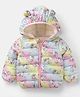 Mark & Mia Full Sleeves Hooded Padded Jacket With Unicorn & Rainbow Print - Multicolor