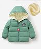 Mark & Mia Full Sleeves Hooded Padded Jacket With Bear Print - Green
