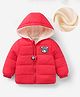 Mark & Mia Full Sleeves Hooded Padded Jacket With Bear Print - Red