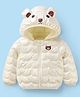 Mark & Mia Full Sleeves Padded Hooded Jacket with Bear Print & Ear Applique - Cream