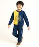 OLLINGTON ST. Cotton Knit Full Sleeves Nautical Theme Printed Sweatshirt & Knit Joggers Set - Navy Blue