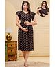CeleBravo Rayon Flutter Sleeves Floral Printed Maternity Dress With Nursing Access - Black