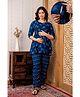 CeleBravo Rayon Three Fourth Sleeves Floral Printed Maternity Kurta With Nursing Access & Pant Set - Teal Blue