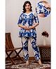 CeleBravo Cotton Three Fourth Sleeves Abstract Printed Coordinating Maternity Kurta With Nursing Access & Pant Set - Blue