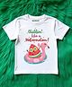 KNITROOT Cotton Summer Theme Half Sleeves Chillin Like A Watermelon Text Printed Tee - White