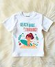 KNITROOT Cotton Summer Theme Half Sleeves Beach Babe In Training Text Printed Tee - White